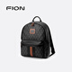 Fion (Fion) 2025 Nouveau sac à dos commercial à l'ancienne classique, sac à dos rétro à grande capacité, sac pour hommes léger, noir / café