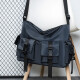 Casual versatile multi-pocket simple solid color large capacity men's crossbody bag black