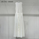 
Cabinet synchronous summer new round neck sleeveless knitted splicing long dress temperament white skirt cream rice sleeveless knitted skirt 9898 L