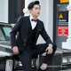 Baiyudi suit suit men's business casual wedding three-piece jacket formal suit suit suit for male college student complete set black (suit + trousers + white shirt) free tie 3XL 130-150Jin Jin equals 0.5 kg free tie