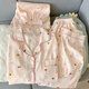 诗迦努2025新款卡通短袖睡衣女三件套云朵纱家居服七夕 云朵棉-J9901乐园小狗三件套 M 【建议75-100斤】