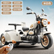 Magmeng children's electric car, motorcycle, 1-3-6 year old boy and girl baby car, can sit and charge, double remote control toy car, white, 6V10 battery + dual drive + sidecar + remote control, Bluetooth music/cool lights