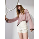 Drei Farbe 2025 Sommer neuer loser gestreifte Langschläfen gestricktes Pullover Hemd Klimaanlage Hemd Hemd Pullover Pullover M hellrosa Streifen M 160/84a