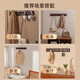Clothes hanger, wall hanging clothes hook, entrance door, entrance door, rear entrance key, no punching solid wood, walnut color, 6 hooks, strong load-bearing solid wood