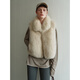 MSBEAST BEAST Miss Soft and Glutinest Saga Fox's Fur Fortime Lined Fur Vest 丨 Moyen-Old Crisp Face Fox Light Beige M
