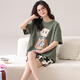 Langsha pajamas for women in summer pure cotton 100% short-sleeved shorts sweet pullover girl summer thin home clothes can be worn outside 844 women M