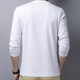 Spring and autumn sweetheart collar plus fat plus size long-sleeved t-shirt for fat men solid color versatile bottoming shirt autumn clothes t white JX2010 3XL 185 (165-180Jin Jin is equal to 0.5 kg)