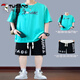 
Woodpecker teenager men's handsome student trend suit summer short-sleeved T-shirt boy junior and senior high school students casual two-piece set t [695 white + shorts suit] L suggests 95-115Jin [Jin equals 0.5 kg]