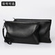 Aoyi men's handbag sheepskin handbag business genuine leather clutch envelope bag casual large capacity soft bag wallet black model large size [length 30 width 20.5 thickness 3.5 cm]
