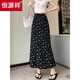Hengyuanxiang falda floral negra para mujeres en verano Nuevo estilo que cubre las caderas para hacer que se vean de falda de línea delgada en las vacaciones de la playa Use una pequeña falda larga negra 2xl recomendado 160-180Jin [Jin iguala 0.5 kg]