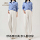 Ying's maternity pants for autumn outerwear, new style unsupported maternity wear, wide-leg pants, casual straight pants, slimming and drapey pants, off-white M