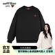 Charles Heart White Deer & Wang Churan same style sweatshirt for men and women couples same style round neck plus velvet top black plus velvet L