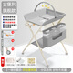 Diaper table, baby care table, baby changing table, newborn bath massage and touch table, foldable and multi-functional, rice deer gray toy rack model, upgraded frame, one-click folding + five-level height adjustment + mute