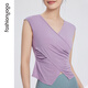 Fansheng Yoga Mode, einfaches und komfortables Design V-Ausschnitt lässig Taille Slimming Außenweste Außen F14223 Weiches Pulver s