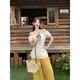 ZIPJBX Korean version slim and heavy industry embroidered hollow flower shirt top high waist slim and versatile wide-leg pants suit for women trousers 3291 S