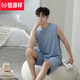 Hengyuanxiang Herren-Weste Shorts Pyjamas Sommermodal Sommer Dünne Plus-Größe Home Clothing für junge Menschen können Anzüge Store-12026 [Modal Anzug] l [vorgeschlagen 100-140jin [Jin gleich 0,5 kg]]]