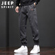 JEEP SPIRIT吉普休闲裤男春夏季韩版束脚裤子男士宽松工装裤 灰色 XL
