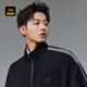 CABBEEN Retro Web Cabin Stand Collar Jacket Men's 2025 Autumn New American Casual Sports Style Zipper Jacket Anthracite 01 XL /180/52