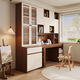Gugezhijia customized ENF grade solid wood rotating desk and bookshelf integrated student home writing desk office desk living room computer table 2.0*2.4 high (5 door bookcase) + 1.52 meter desk