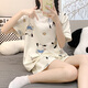 炫逐睡衣女夏季新款短袖短裤2025年新款卡通可爱大码可外穿家居服套装 1048#紫兔 M