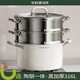 Zhongke Demark (DUMIK) uncoated 316 food-grade stainless steel ceramic soup pot, household thickened stew pot, ceramic and steel integrated, anti-rust and antibacterial, soup pot + double-layer steamer 24cm