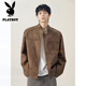 Playboy Maillard American brown PU leather jacket men's cleanfi flight jacket cotton motorcycle couple baseball uniform 5713-brown jacket XL recommended 125-145Jin Jin equals 0.5 kg