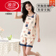 Langsha (Langsha) pijama integrado con pecho de pala para mujeres en verano algodón puro de algodón delgada de verano Summer sin mangas para el hogar al aire libre con tapa del chaleco de la almohadilla de cofre-Y9859 XL Mujeres recomendadas 120-130Jin [Jin equivale a 0.5 kg]