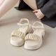 Sandales de Bushe (Bushe) pour les femmes en été 2025 Nouvelles chaussures décontractées de style fée polyvalent pour femmes Perle Solet Sold Bage Chaussures pour femmes Beilebao D9901 M BLANC 37
