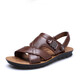 Dadong (Dusto) 2025 Sommer Neue Männer Sandalen Herren trendige Lederstrandschuhe Große Palettenschicht Cowide Freizeit -Männer Sandalen 12129 Schwarz 37