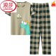 浪莎（LangSha）情侣睡衣夏季纯棉短袖长裤套装一女男士家居服春秋夏天2025年新款 HD3519# M 女款：