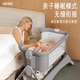 Dodohani Crib windelveränderte Pflegetabelle bewegliche Neugeborene-Baby-Drehmaschine Dual-Purple-Multifunktionsfaltung Zwei-in-Eins-Aluminium-Legierung + Pflegetisch / Leinenasche