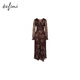 Evely Slim Slanted Seidenstil V-Ausschnitt Rüde vordere Schlitz Design Vielseitiges Kleid 2025 Herbst im Herbststil Herbstfarbstoff vorverkauf [9. September] Release M 100-110jin [Jin entspricht 0,5 kg]