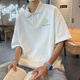 以纯 YISHION美式重磅翻领polo衫男短袖夏季ins潮牌潮流休闲宽松半袖体恤上衣 【3899-舞狮】白色 M 80-110斤