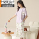 Modal summer women's A-class pure cotton pajamas short-sleeved cropped pants round neck loose simple style home clothing women's suit H9904 M