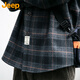 JEEP Jeep long-sleeved shirt men's autumn and winter retro plaid work shirt men's casual jacket men's navy blue 2XL
