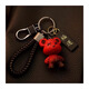 Bear Men and Women Schlüsselkette Cartoon niedlich Sternenhimmel Key Kette Anhänger Key Ring Schlüsselkette Stricken grüne Farbveränderung Bär + Waffe acht Knopf Seil + schwarzer Frieden
