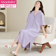 
Modal nightgown for women in summer pure cotton short-sleeved 2025 new summer half-sleeved cardigan striped purple large-size home clothes pajamas main picture CM:826# 3XL