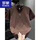 Romon kurzärmeliges T-Shirt für Männer 2025 Sommertrend halbfrisch-Top-Top Solid Color Lose vielseitiges Kragen T-Shirt Black 1585 Modell M 95-120jin [Jin entspricht 0,5 kg]