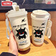 膳魔师（THERMOS）创意耿鬼保温杯大容量吸管水杯便携双饮口咖啡杯子新款男女高颜值 BXAB13796幽灵蓝+配挂绳 316不锈钢