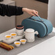 Travel tea set high-end and convenient one pot four cups mutton fat jade Kung Fu tea set complete gift box gift box ink eagle beak one pot four cups blue oval plate towel holder