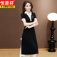 Hengyuanxiang casual small ice silk dress 2025 summer new short-sleeved age-reducing waist-hugging mid-length skirt Black 3XL 135-145Jin [Jin equals 0.5 kg]