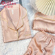 
Ordifen [Three-piece Set] Ice Silk Pajamas for Women in Summer Imitation Silk Short Sleeve Shorts High-end Home Clothing Set L