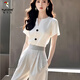 Palabra de mujeres con capas de carpintero y elegante camisa blanca de moda y camisa blanca a la moda pantalones grises de dos piezas de dos piezas + camisa blanca M [sugerir 95jin [Jin equivale a 0.5 kg] -105jin [Jin equivale a 0.5 kg]]
