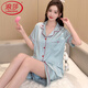 浪莎（LangSha）轻奢感睡衣女夏季冰感短袖短裤性感真丝绸超火凉感家居服新款 杏色 3899 M （体重80-斤）