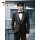 Woodpecker Tuxedo Evening Dress Wedding Groom Slim Suit Suit Wedding High-Level Host Men's Formal Wear Peaked Collar - Black Two-piece Set XL 120-139Jin Jin is equal to 0.5 kg