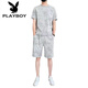 Playboy (Playboy) Pure Cotton 2023 Camiseta de manga corta de seda de seda nueva Conjunto de camisetas de dos piezas para hombres Tendencia de verano suelta de verano 671 set de gris claro l 110jin [Jin equivale a 0.5 kg] -130Jin [Jin equivale a 0.5 kg]