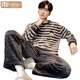 Pajama de terciopelo de coral modal para hombres Autumn and Winter Style más terciopelo engrosado Set cálido Flannel Ropa para el hogar de invierno para hombres K3883- l 100-130Jin [Jin equivale a 0.5 kg]