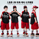 Xinkepaier Children's Street Dance Kostüme für Jungen Hipphop Anzüge Hip Hop Street Modekleidung für Jungen und Mädchen auf der Straßenshow zweiteilige Set = A679 Black Short Sleeves + B383 Rote Shorts 140 Größe Empfohlene Höhe 135 cm