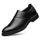 Spring and summer men's middle-aged and elderly father's shoes Baita business casual men's leather shoes hollow soft leather middle-aged sandals leather shoes 6189 black hollow style 44