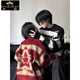 Ice hidden sweater men's autumn and winter trendy brand retro striped autumn and winter loose casual lazy style American round neck sweater couple outfit red [Hui/*1592] XL Recommended 125-140Jin [Jin equals 0.5 kg]